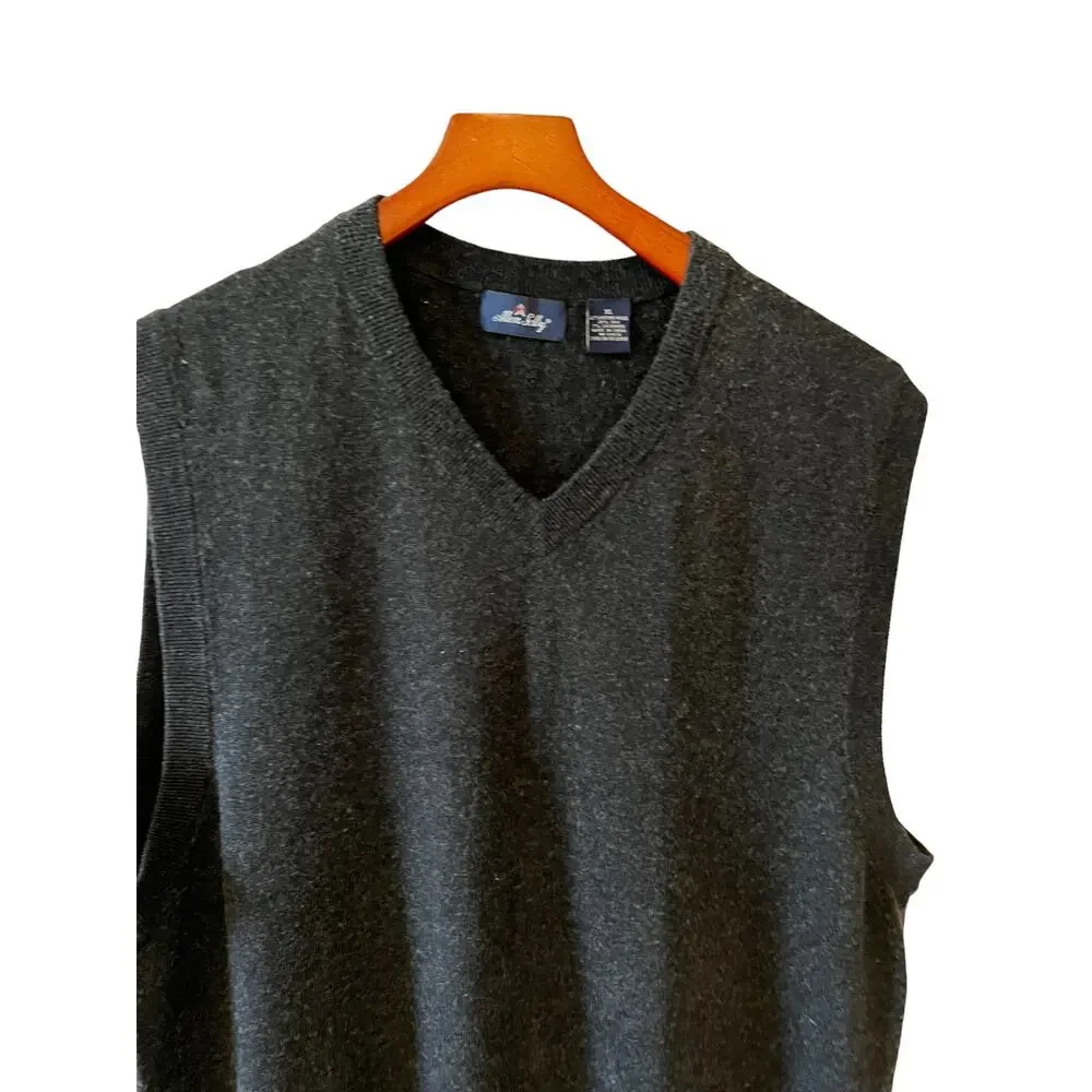 Allen Solly Merino Wool Silk Cashmere Sweater Vest Charcoal Gray XL